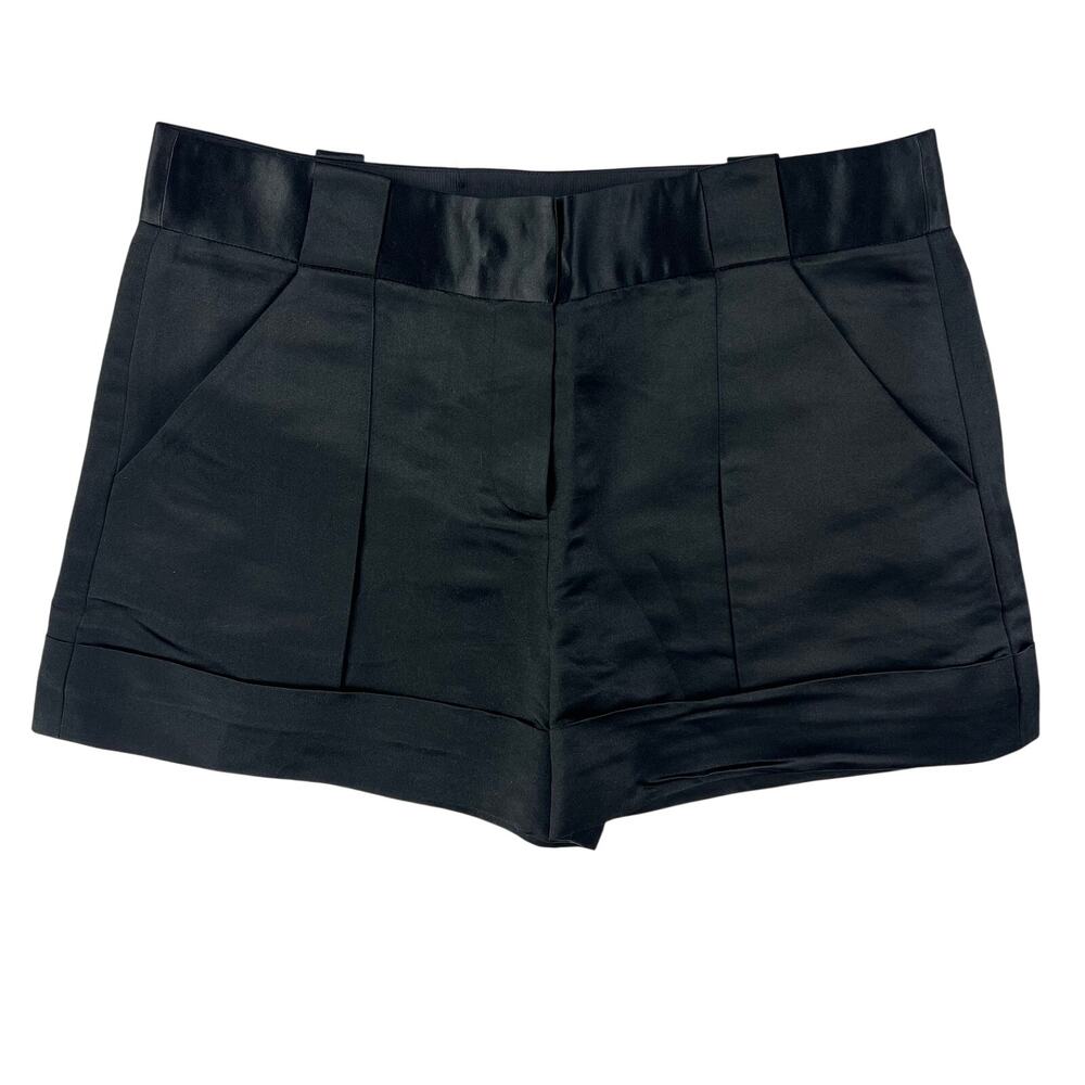 Diane von Furstenberg Womens Airelle Silk Shorts Size 8 Black Cuffed